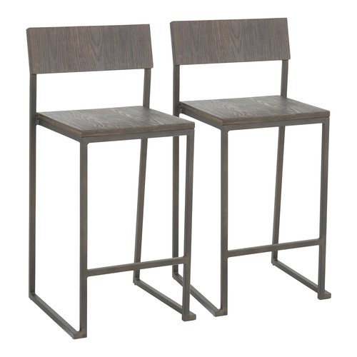Industrial Fuji 24" Fixed-height Counter Stool - Set Of 2